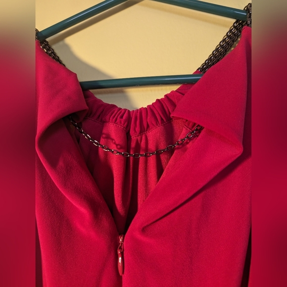 JONES New York Fuschia pink halter ruched dress gunmetal metallic hardware - Picture 5 of 8